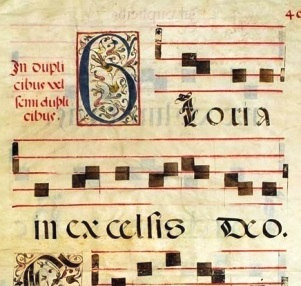 Image of medieval manuscript of Gloria setting