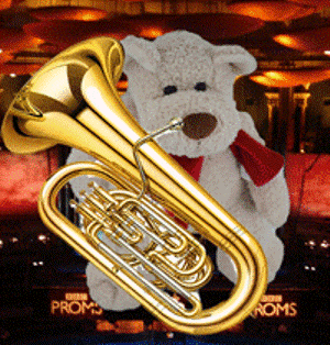 Pictur of Hector the bear and tuba