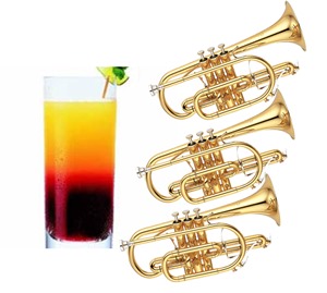 Picture of 3 cornets and a Tequila Sunrise cocktail
